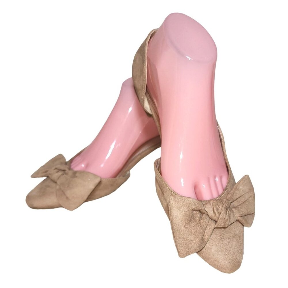 Women's a.n.a. A New Approach Dorothy Open Side Flat Shoes with Bow Taupe 8.5